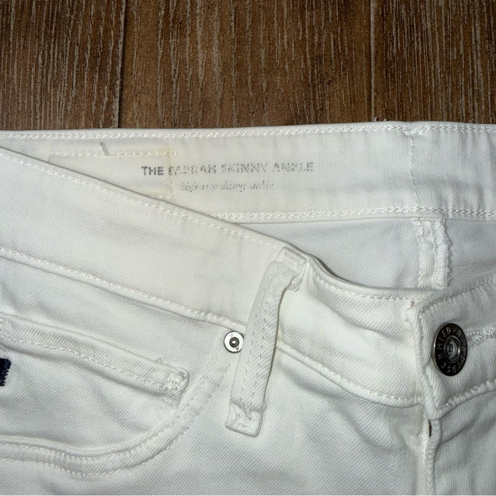 AG The Farrah high rise skinny ankle jean in white sz 29 Raw hem slim - Picture 5 of 13